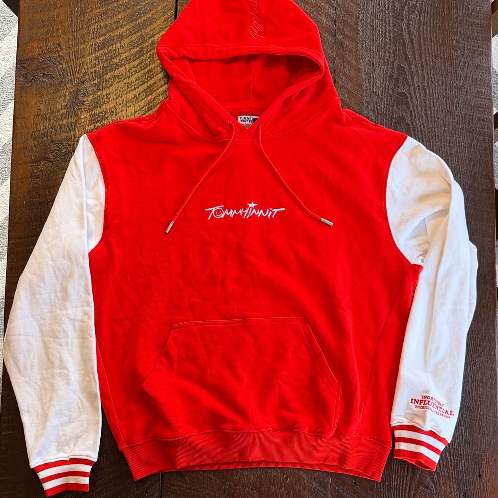TommyInnit Hoodie Red White Small Official Merch Gamer YouTube NWOT